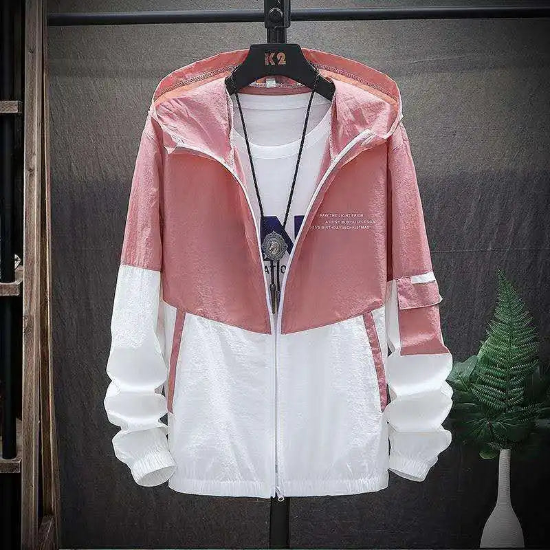 Korean Style Sun Protection Hoodie Jacket for Men Thin Breathable UV Shield Outdoor Windbreaker Fishing Hiking Sun Jacket Unisex