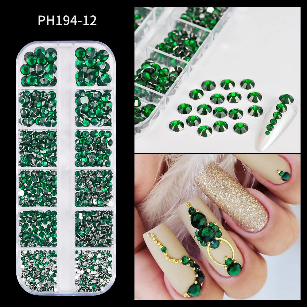 Ocean Gold Nail Art Charms - 3D Shell Seahorse Starfish Pearl Gems Studs