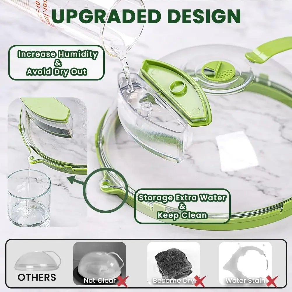 Microwave Food Cover - Clear Splatter Guard with Steamer and Handle for 10 Inch Plates