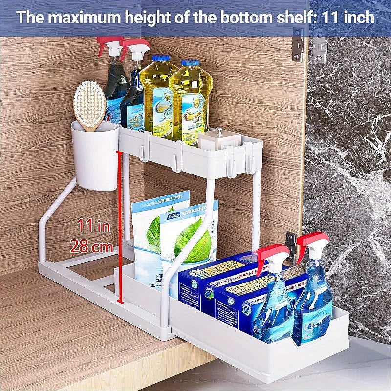 Multi-Layer Kitchen Bathroom Storage Rack - Pull-Out Finishing Organizer - ZOOMNSTORE