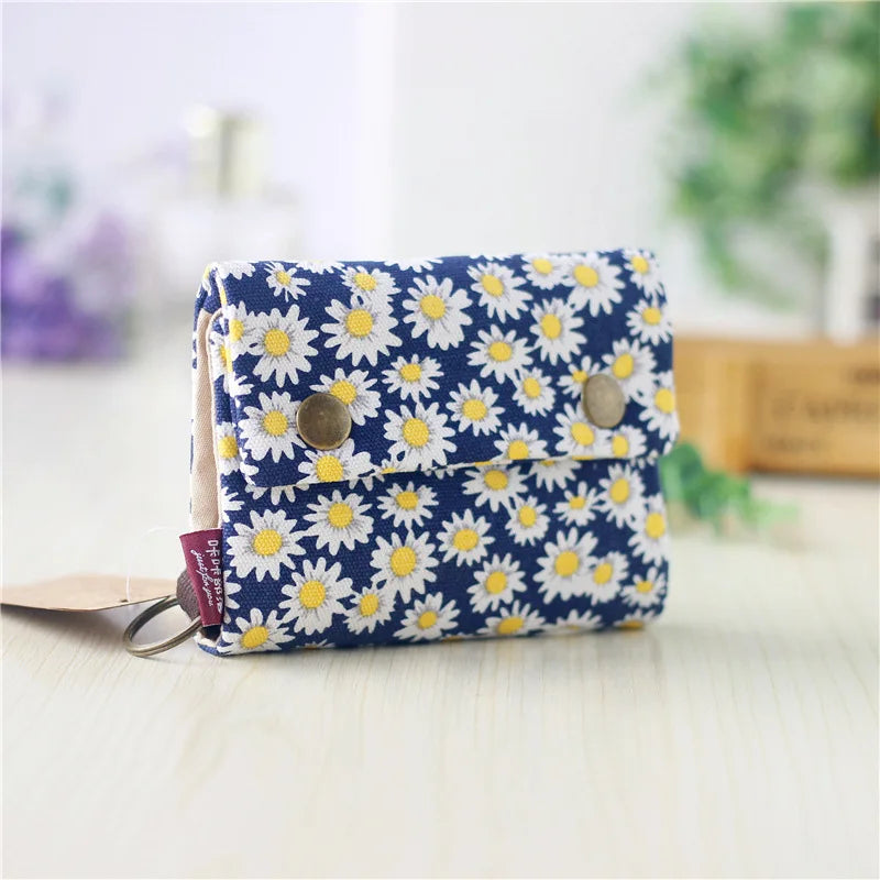 Handmade Three-Fold Fabric Wallet - Multi-Function Zipper Purse for Teens and Adults