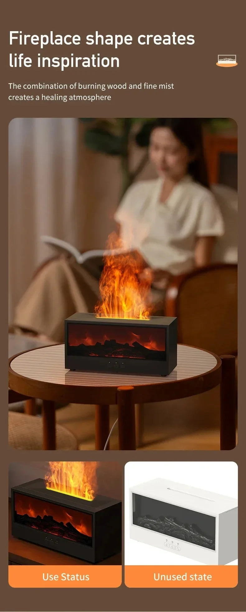 3D Flame Aromatherapy Diffuser - Essential Oil Humidifier with Color Lighting Remote Control