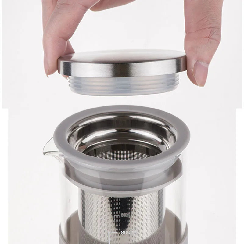 Portable Cold Brew Coffee Maker - 800ml Iced Coffee Kettle Tea Infuser - ZOOMNSTORE
