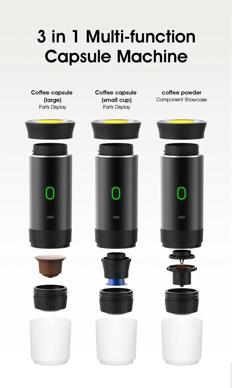 Portable Wireless Espresso Coffee Maker - 3-in-1 Travel Machine for Car Camping - ZOOMNSTORE