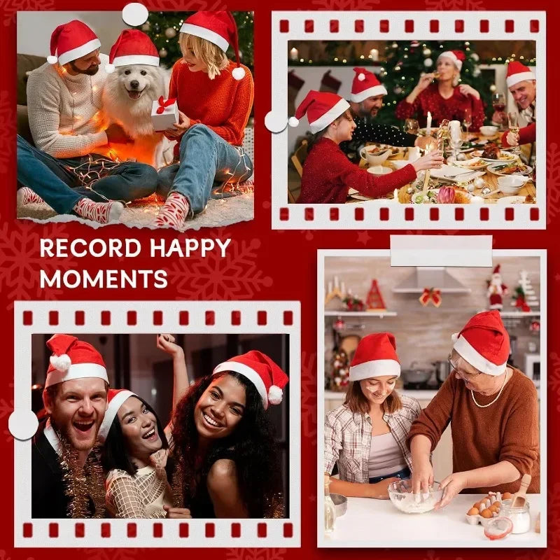 Santa Claus Hats - Red Non-woven Xmas Caps for Adults Kids Holiday Party Decorations - ZOOMNSTORE