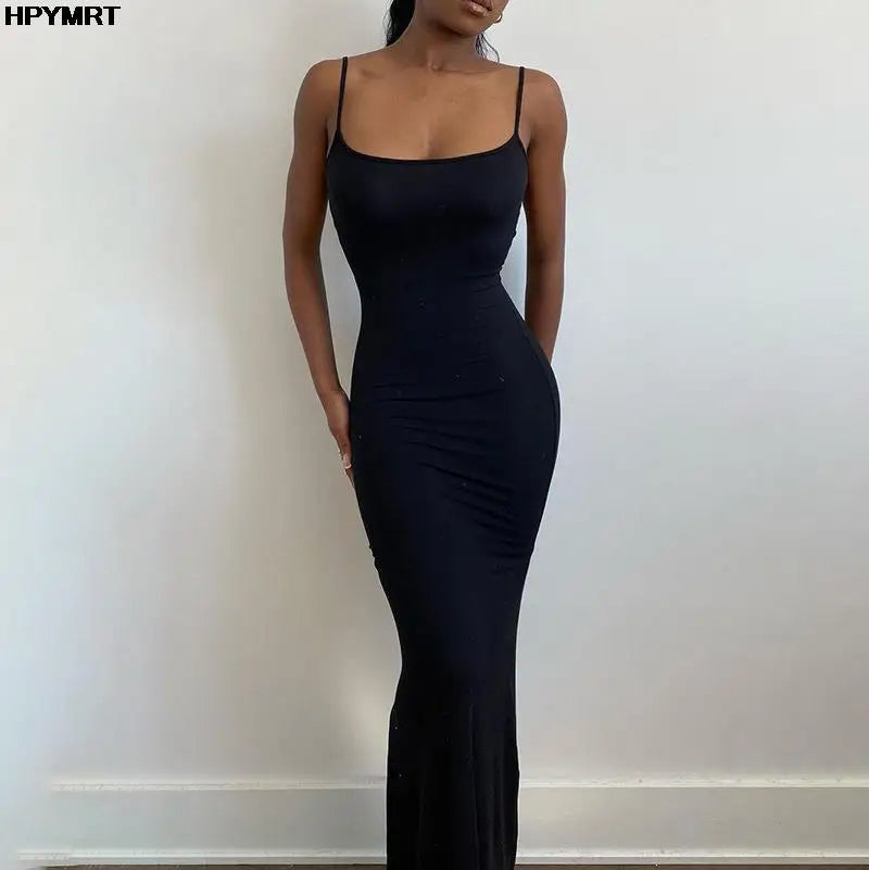 Satin Backless Maxi Dress - Slim Sexy Bodycon Party Dress for Women - ZOOMNSTORE