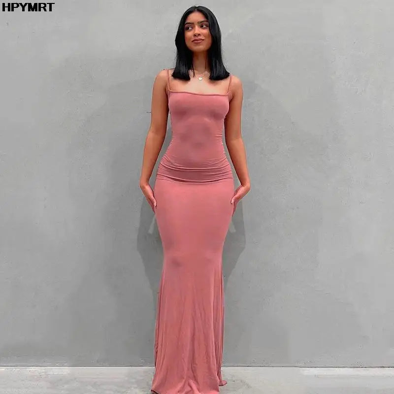 Satin Backless Maxi Dress - Slim Sexy Bodycon Party Dress for Women - ZOOMNSTORE