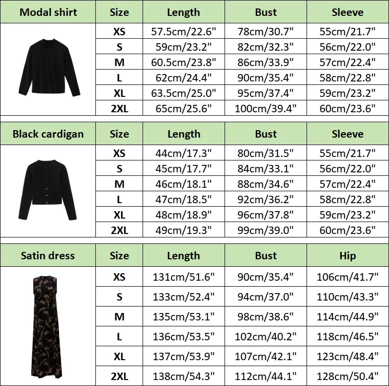 Satin Dress Knitting Cardigan Set - Womens Autumn Winter Fashion - ZOOMNSTORE