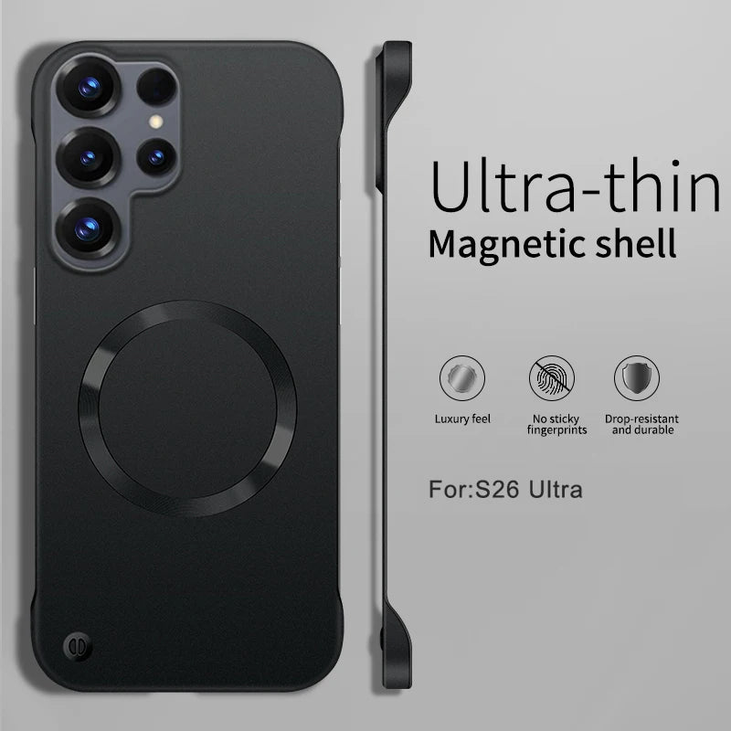 Ultra Thin Metallic Paint Magnetic Case For Samsung Galaxy S26 Ultra S25 S24 S23 Plus S22 Frameless Cooling Hard PC Cover Funda