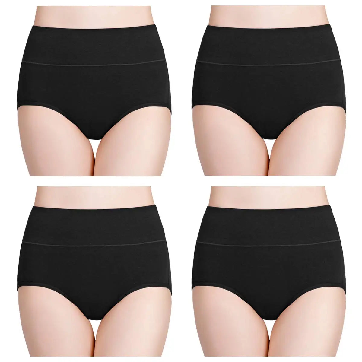 High Waist Cotton Panties - Plus Size Body Slimming Briefs With Stretchy Waistband