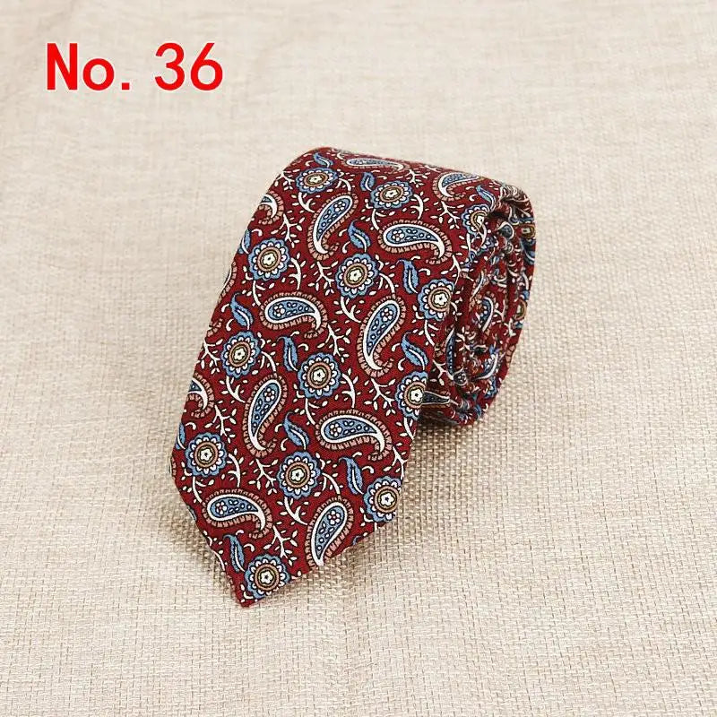 Handmade Floral Tie - Classic Mens Narrow Cotton Necktie for Weddings Casual Wear