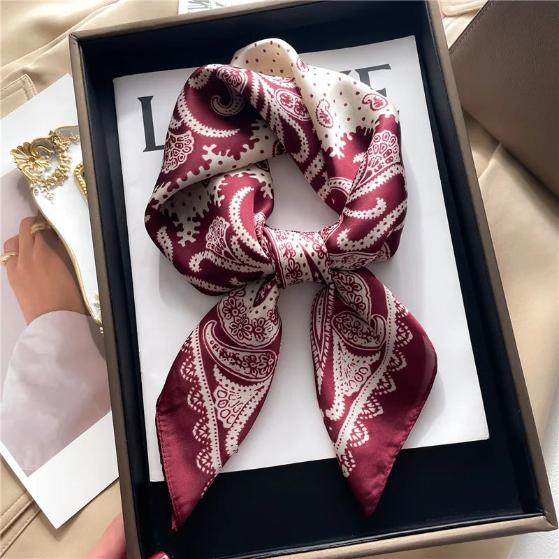 Seagull Print Square Scarf - Stylish Imitation Silk Shawl for Women