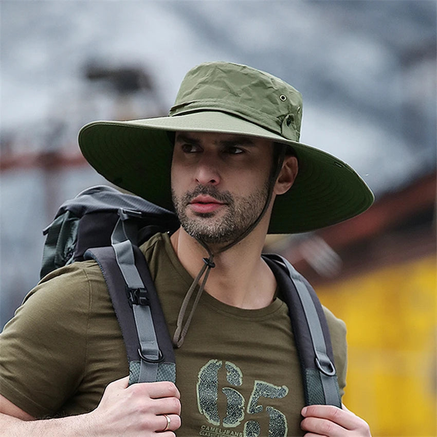 Wide Brim Sun Hat – Western Style Fishing & Hiking Hat with UV Protection