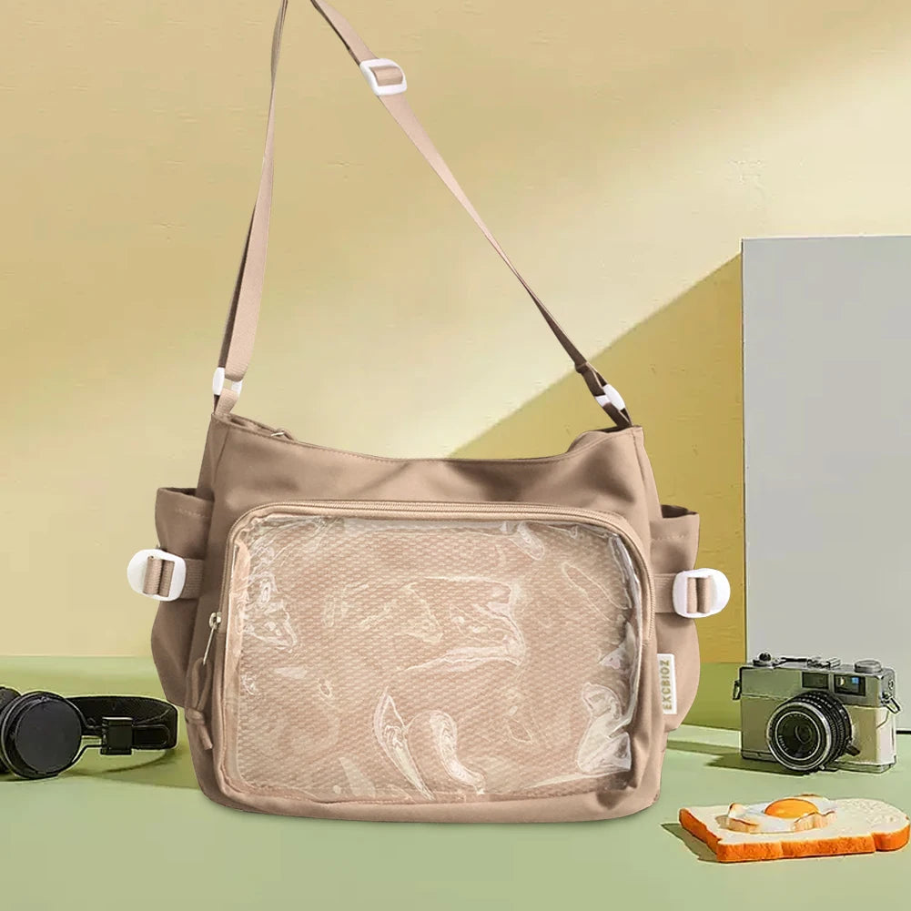Japanese Ita Bag - Womens Clear Window Shoulder Purse with Multi-Pockets and Adjustable Strap - ZOOMNSTORE