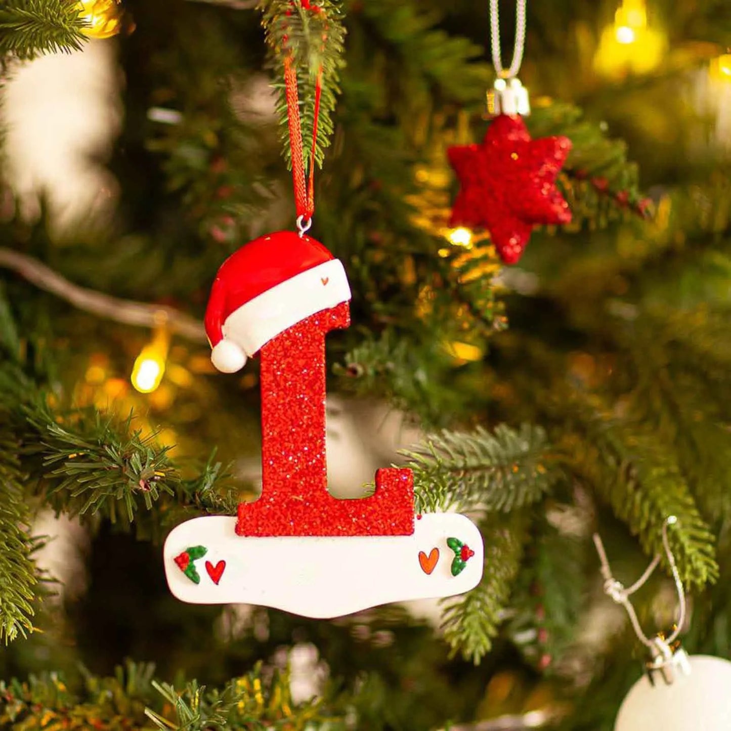 Acrylic Christmas Letter Pendant - DIY Holiday Tree Decoration 26 Letters Ornament