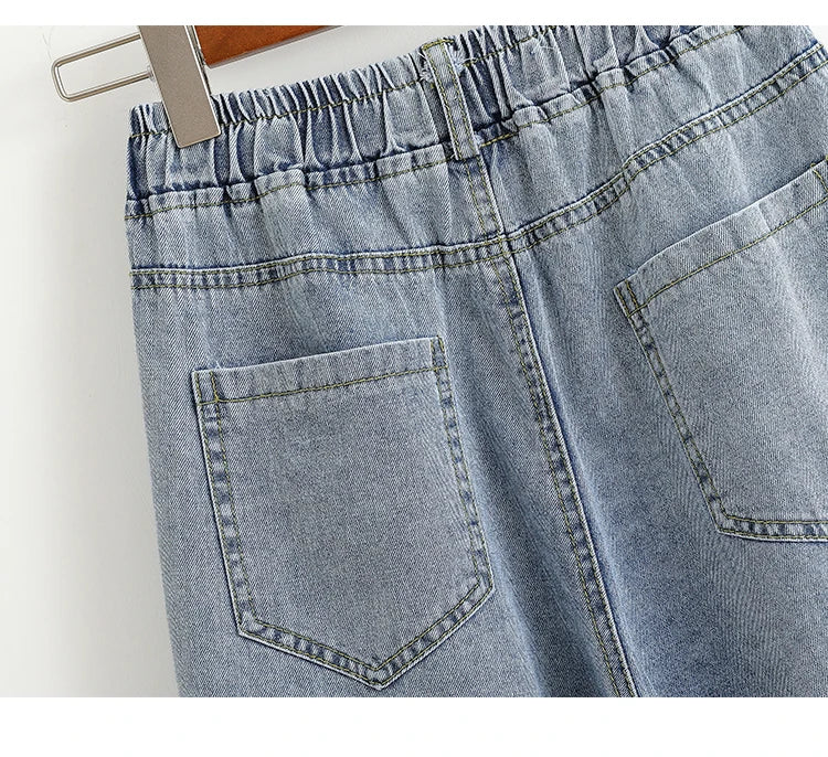 Spring Fall Casual Oversize Denim Pants 2026 Plus Size Hight Waist Wide Leg Jeans Women Korean Streetwear Washed Pants