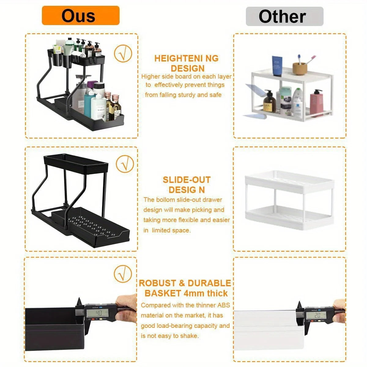 Multi-Layer Kitchen Bathroom Storage Rack - Pull-Out Finishing Organizer - ZOOMNSTORE