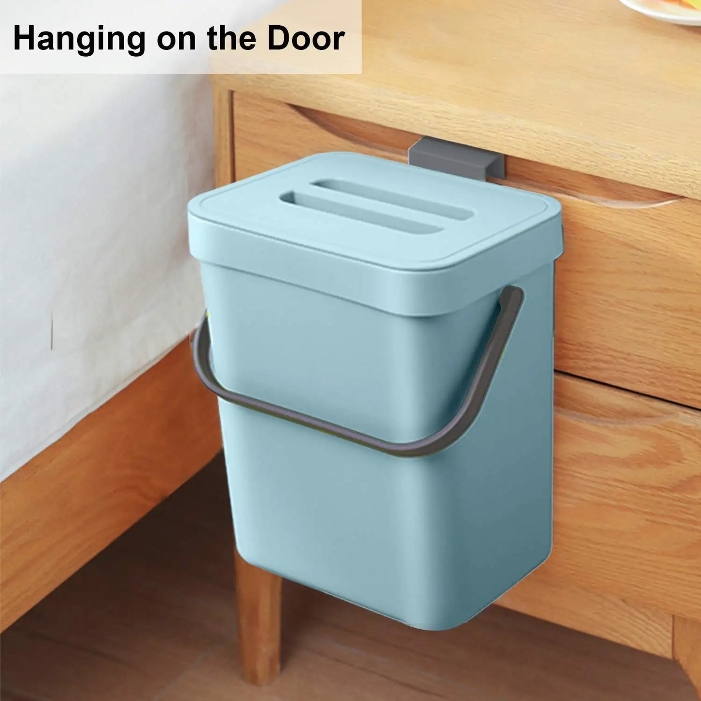 Hanging Small Trash Can with Lid - Under Sink Kitchen Bathroom Waste Bin