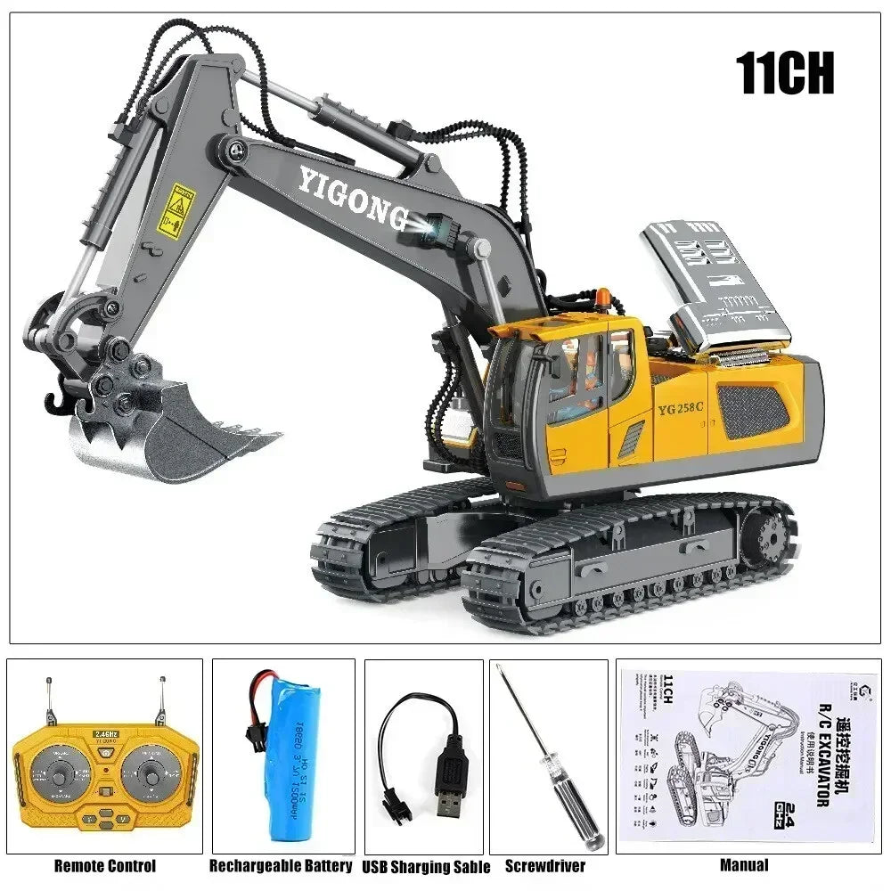 Remote Control Excavator Dump Truck - RC Alloy Plastic Construction Toy for Kids - ZOOMNSTORE