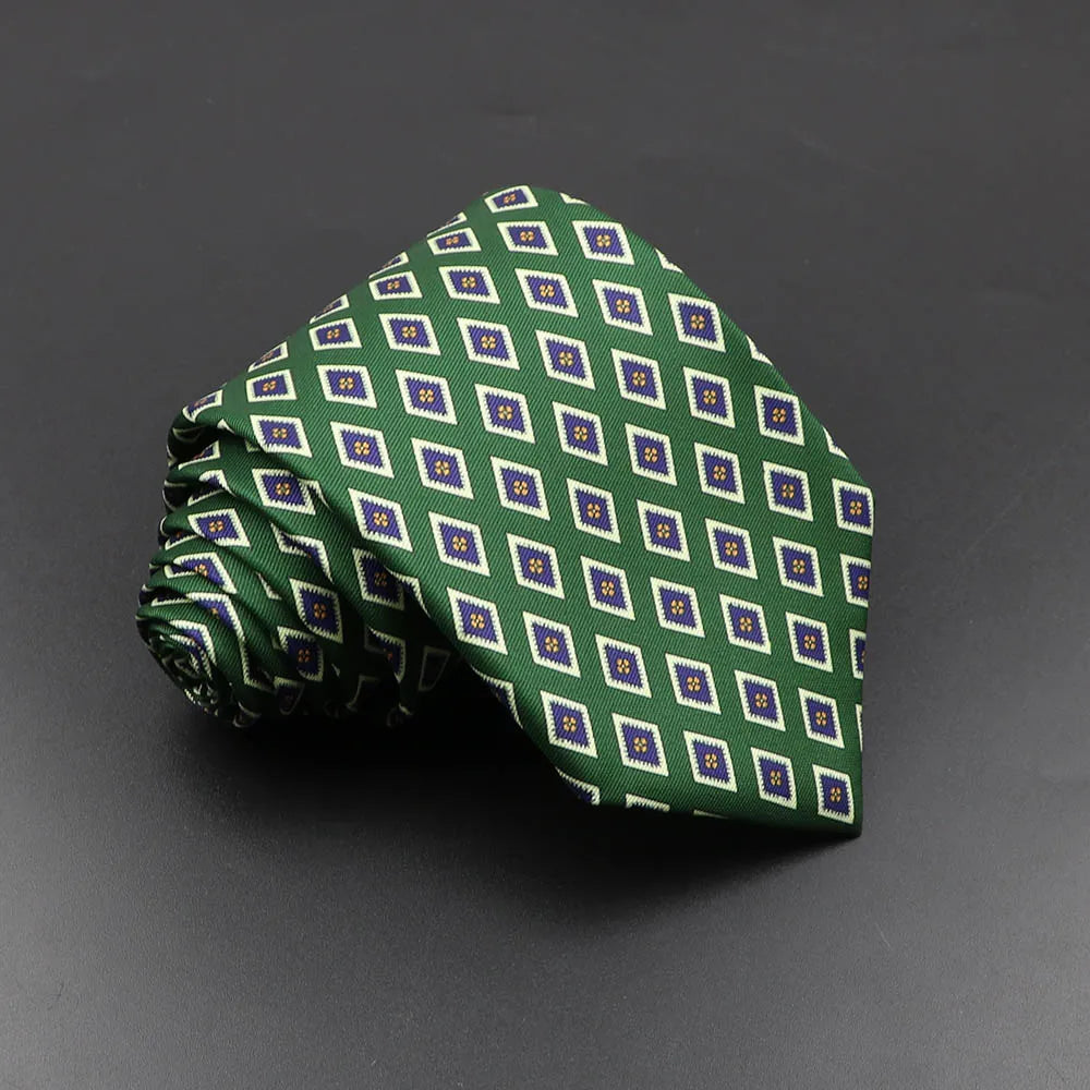 Mens Silk Tie - 75cm Soft Novelty Necktie in Blue Green Orange Floral Pattern