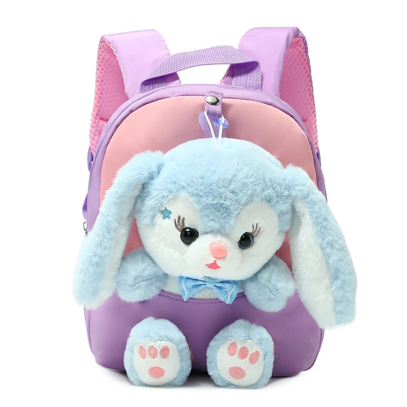 Plush 3D Rabbit Backpack - Cute Cartoon School Bag for Kids