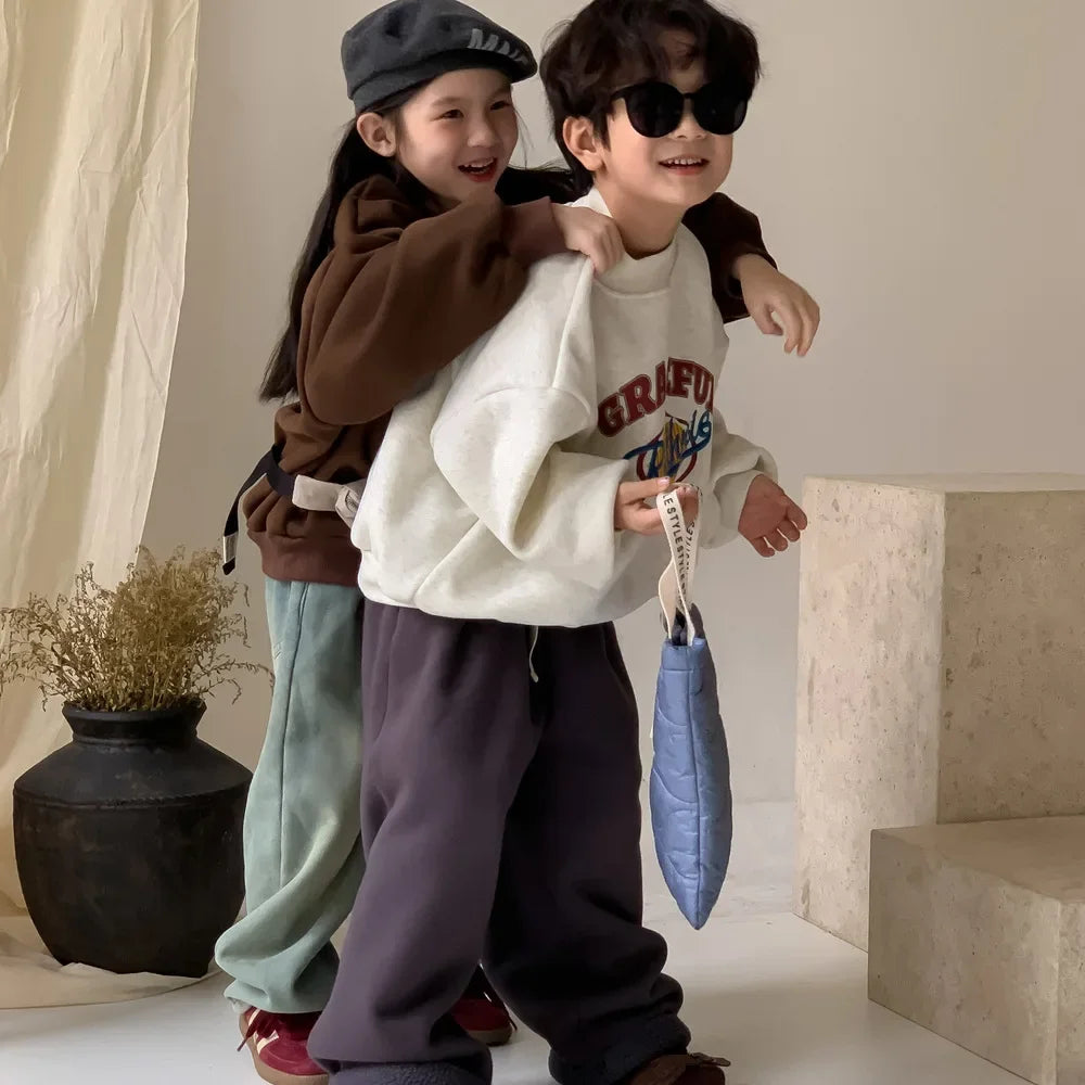 Childrens Fleece Hoodie - Warm Korean Pullover for Boys Girls - ZOOMNSTORE