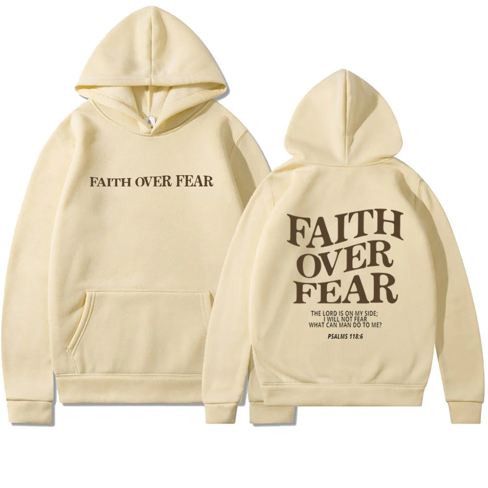 Faith Over Fear Hoodie - Christian Sweatshirt with Bible Verse