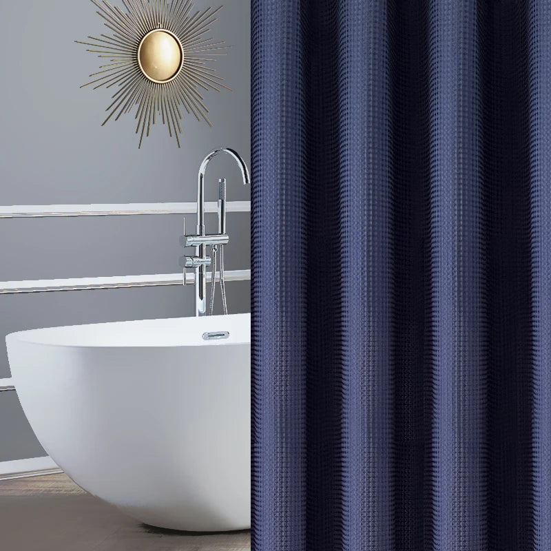 Waterproof Thickened Waffle Shower Curtain - Mildew Resistant Solid Color Bathroom Decor - ZOOMNSTORE