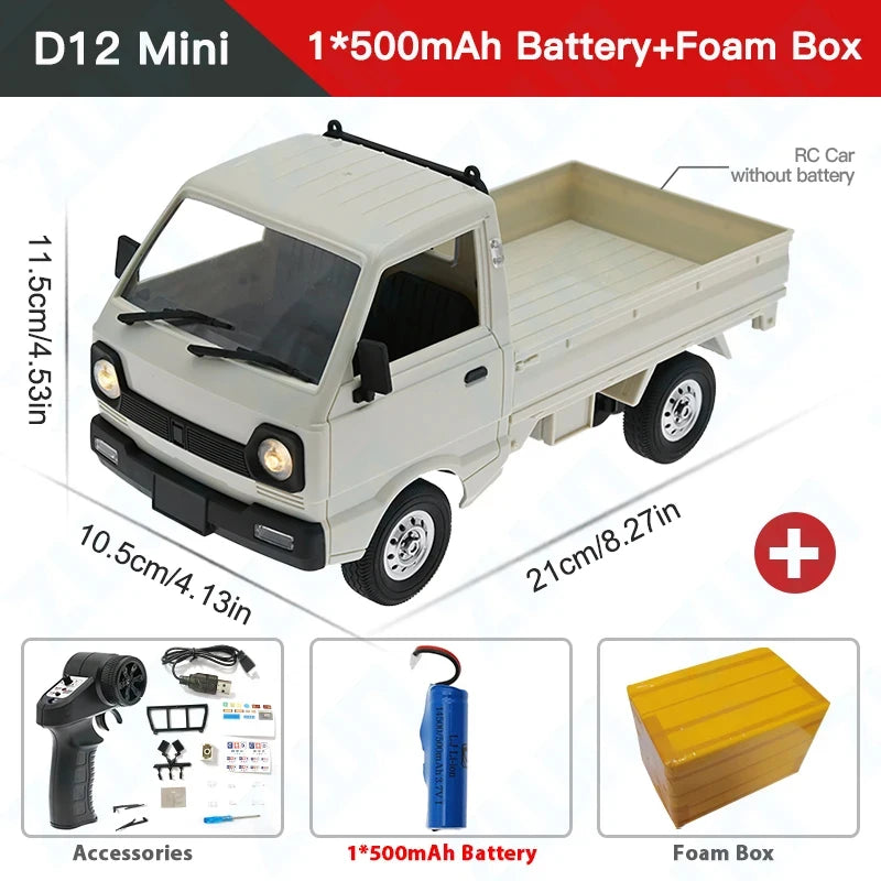 WPL D12 RC Car - 110 Drift Climb Truck with LED Lights for Kids - ZOOMNSTORE