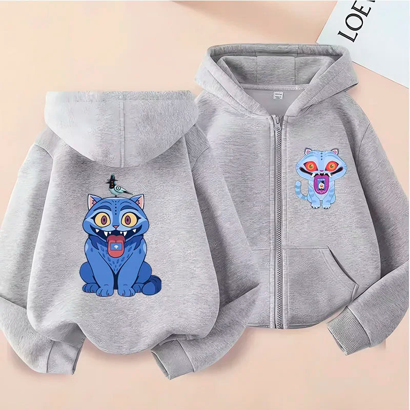 Kids Tiger Hoodie - Kpop Demon Hunters Zip Up Sweatshirt for Boys and Girls - ZOOMNSTORE
