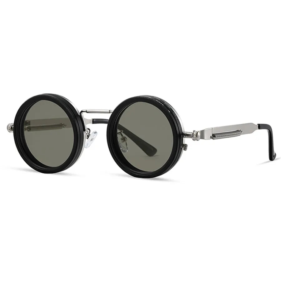 Cyberpunk Style Glasses – Metal Frame Eyewear with Rotating Lenses & UV400 Protection