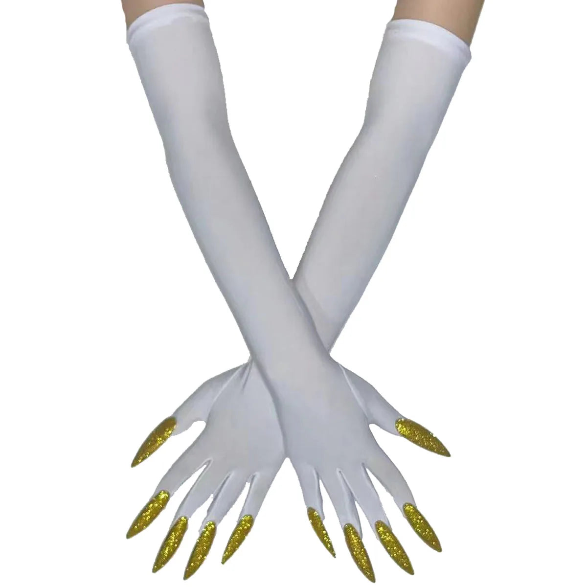 Halloween Ghost Claw Gloves - Cosplay Dress Up with Black Long Nails