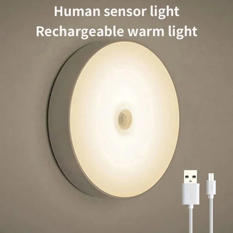Smart Cabinet Lights with Human Body Sensor Emergency Automatic Lighting USB Rechargeable Wireless Magnetic Suction