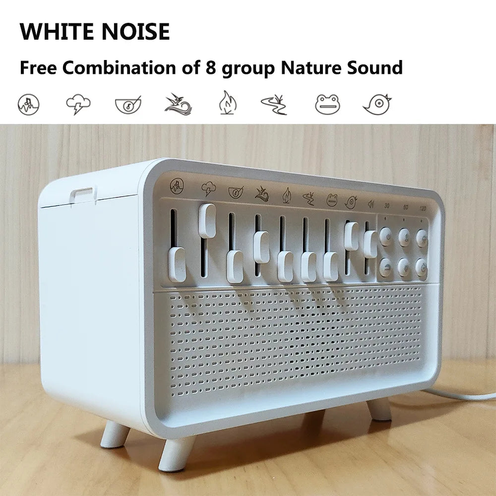 Bluetooth White Noise Machine with Aroma Diffuser Humidifier - 8 Natural Sounds Night Light Sleep Therapy - ZOOMNSTORE