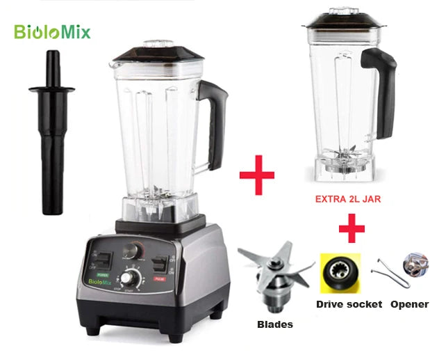 Heavy Duty Commercial Blender - 2200W Timer Mixer Juicer with 2L BPA Free Jar for Smoothies and Food Processing