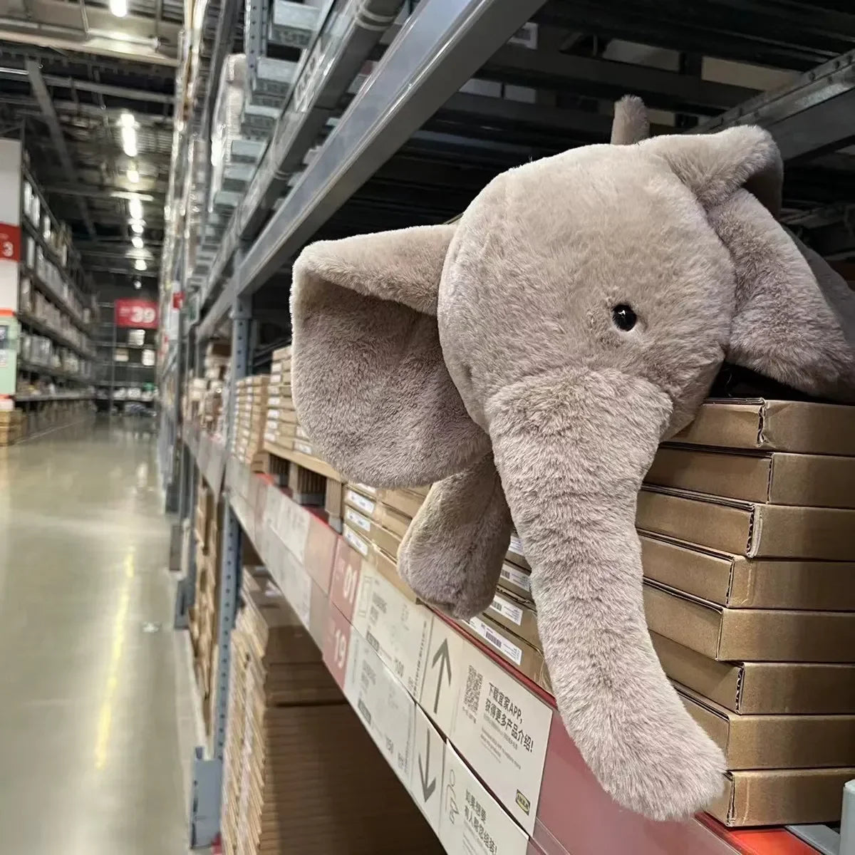Soft Grey Elephant Plush Toy - Cute Stuffed Animal with Flappy Ears Hugging Pillow for Kids Xmas Gift - ZOOMNSTORE