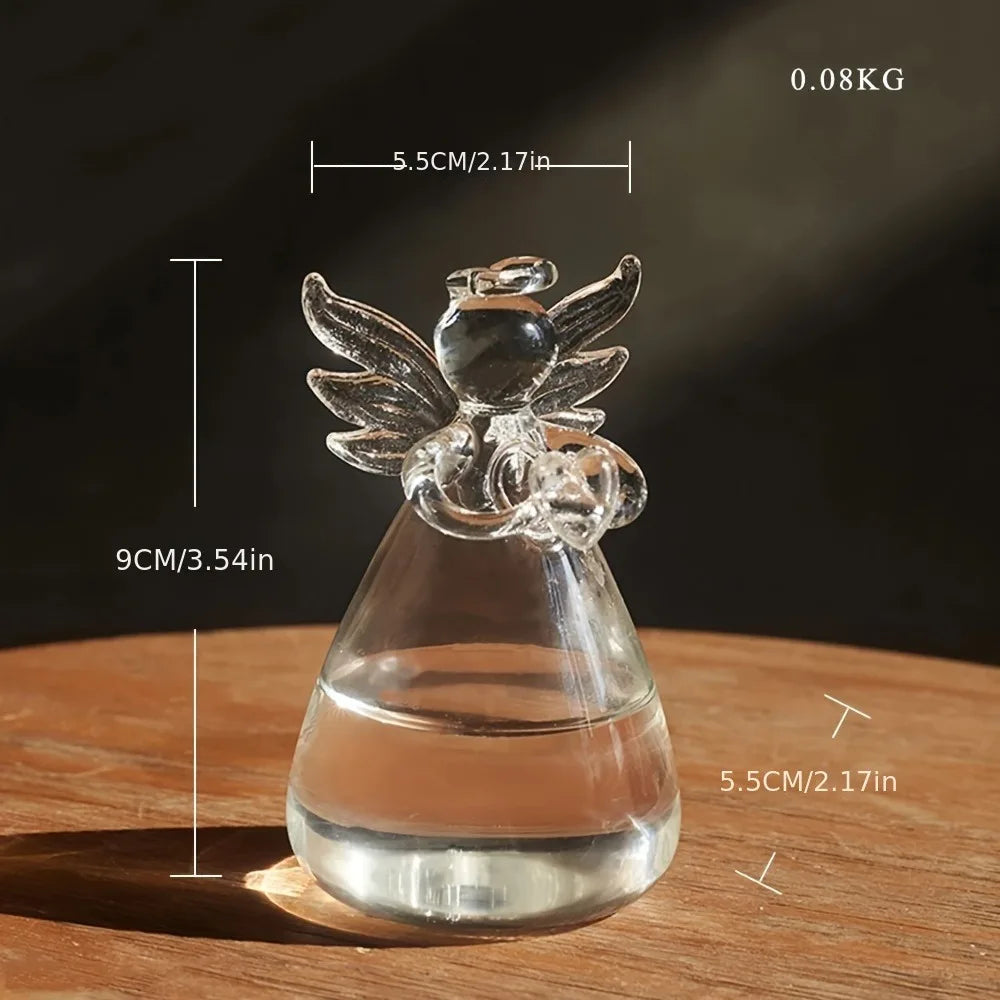 Handmade Angel Glass Vase - Mini Crystal Tabletop Decor for Home Office Wedding Gift - ZOOMNSTORE