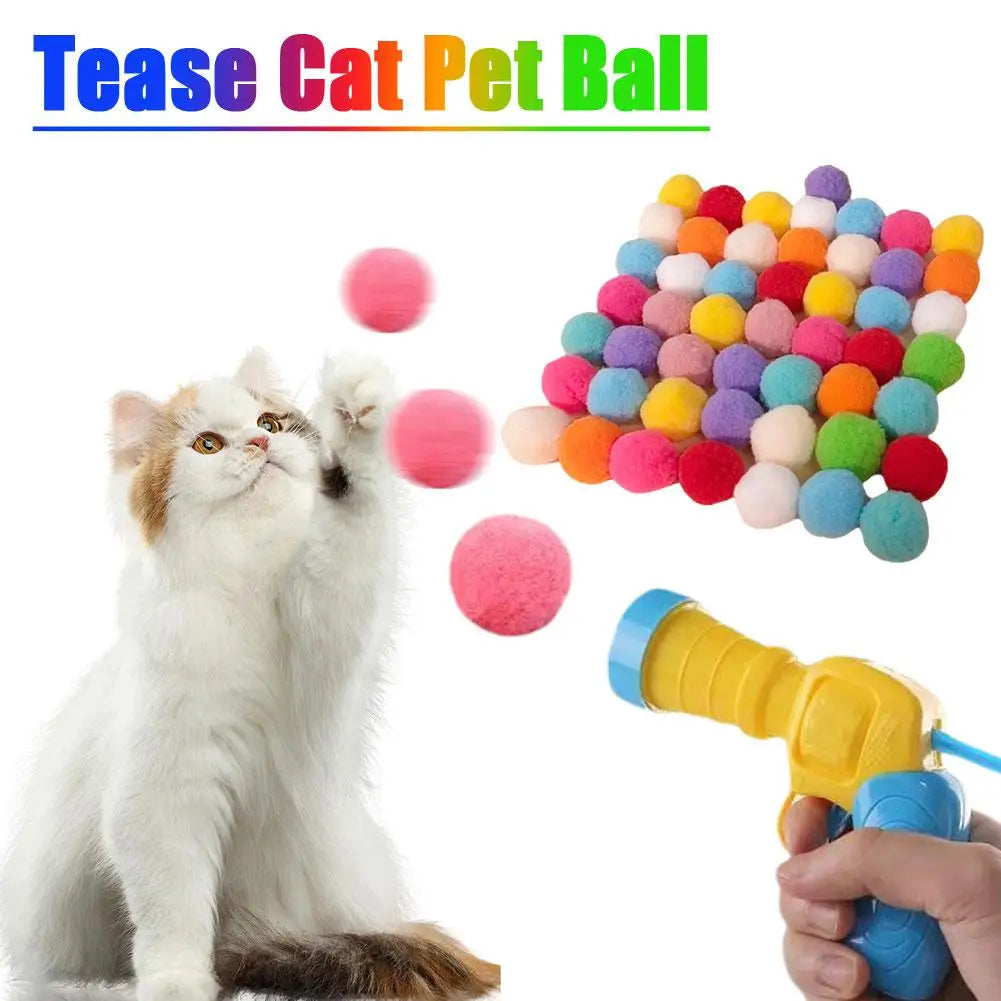 Interactive Cat Toy - Mini Shooting Gun with Plush Balls - ZOOMNSTORE