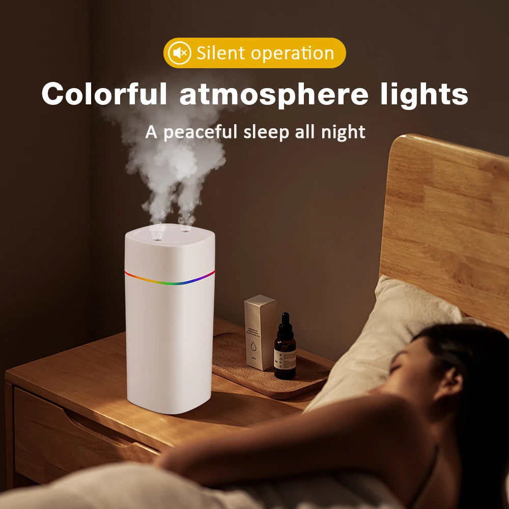 Portable USB Humidifier - 600ml Aroma Diffuser with Colorful Night Light for Home Car