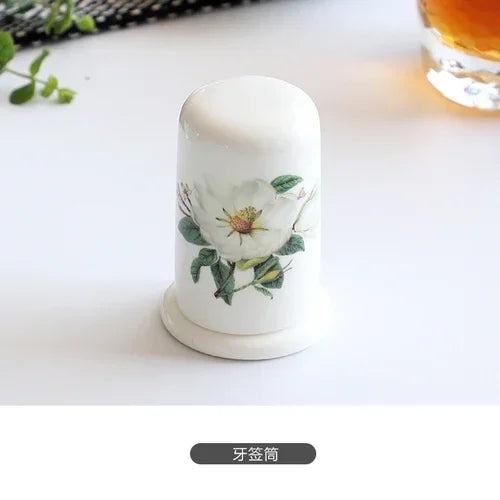 Bone China Dinnerware Floral Tableware Set - Ceramic Rice Bowls & Deep Soup Plates