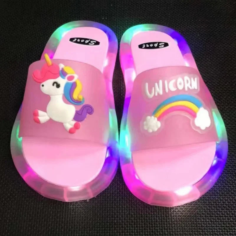 Kids Unicorn Slippers – Cute Cartoon Animal Light Up Shoes for Toddlers