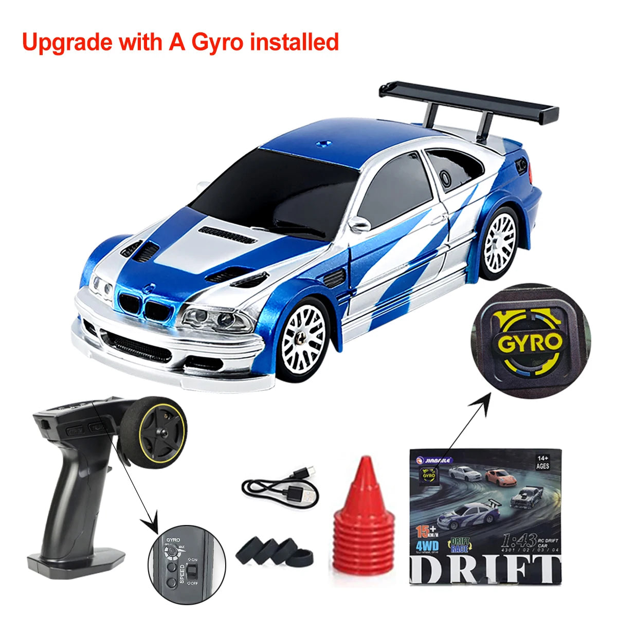 Upgraded 143 RC Drifting Car - High Speed 4WD Radio Control Mini Vehicle