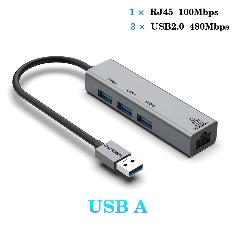 USB C Hub – Type C Docking Station with Gigabit Network Card & 1000Mbps Ethernet Adapter