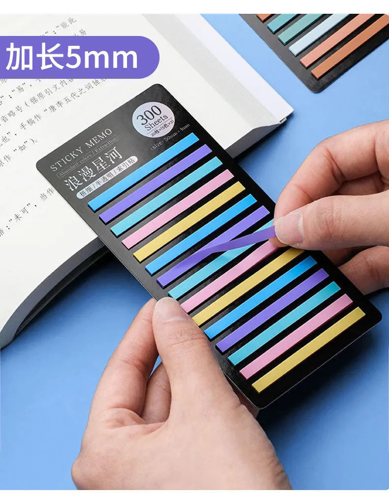 Transparent Rainbow Sticky Notepads - 300 Sheets Kawaii Memo Pad