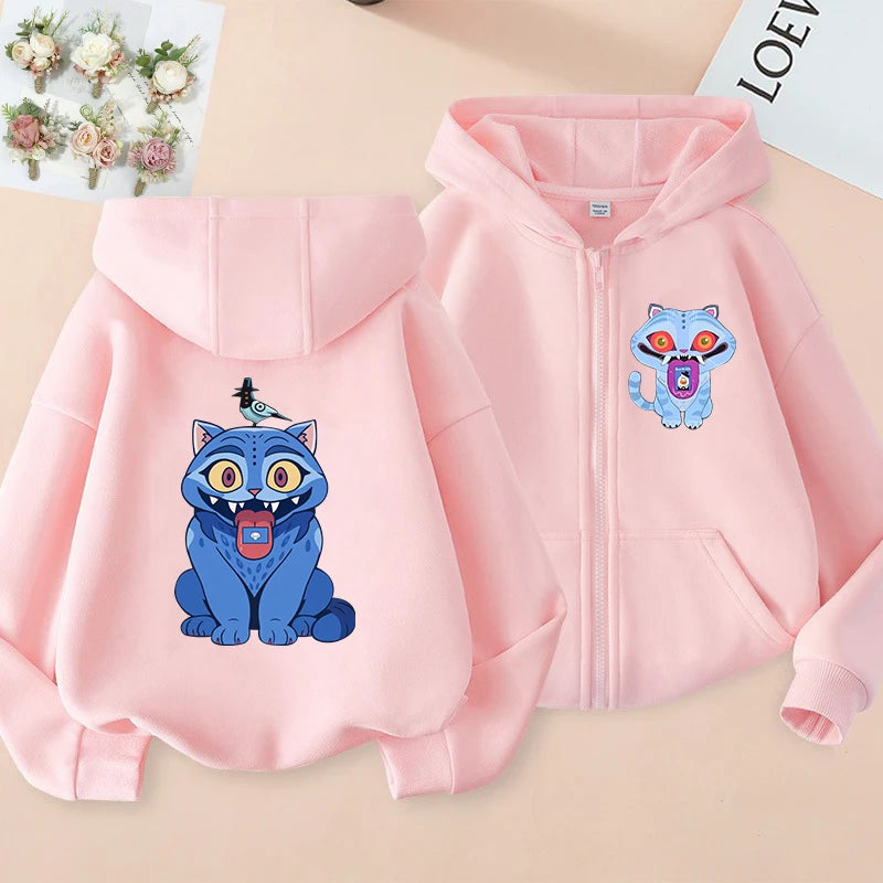 Kids Tiger Hoodie - Kpop Demon Hunters Zip Up Sweatshirt for Boys and Girls - ZOOMNSTORE
