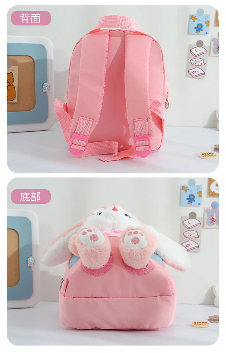 Plush 3D Rabbit Backpack - Cute Cartoon School Bag for Kids - ZOOMNSTORE