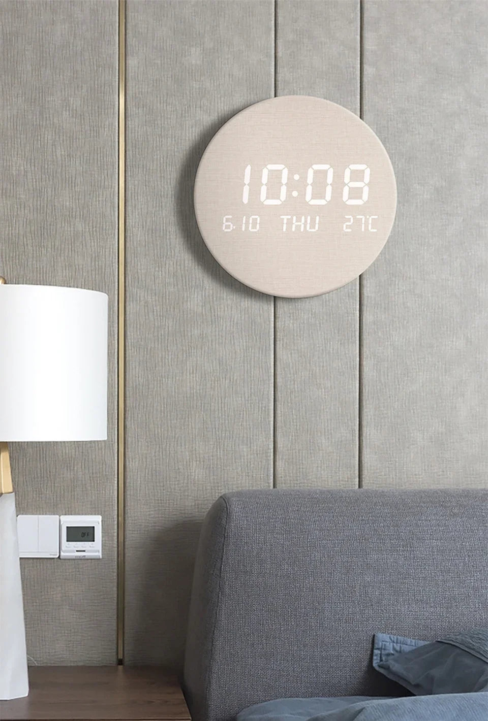 LED Digital Wall Clock - Multi-Function Silent Time Temperature Display for Home Bedroom