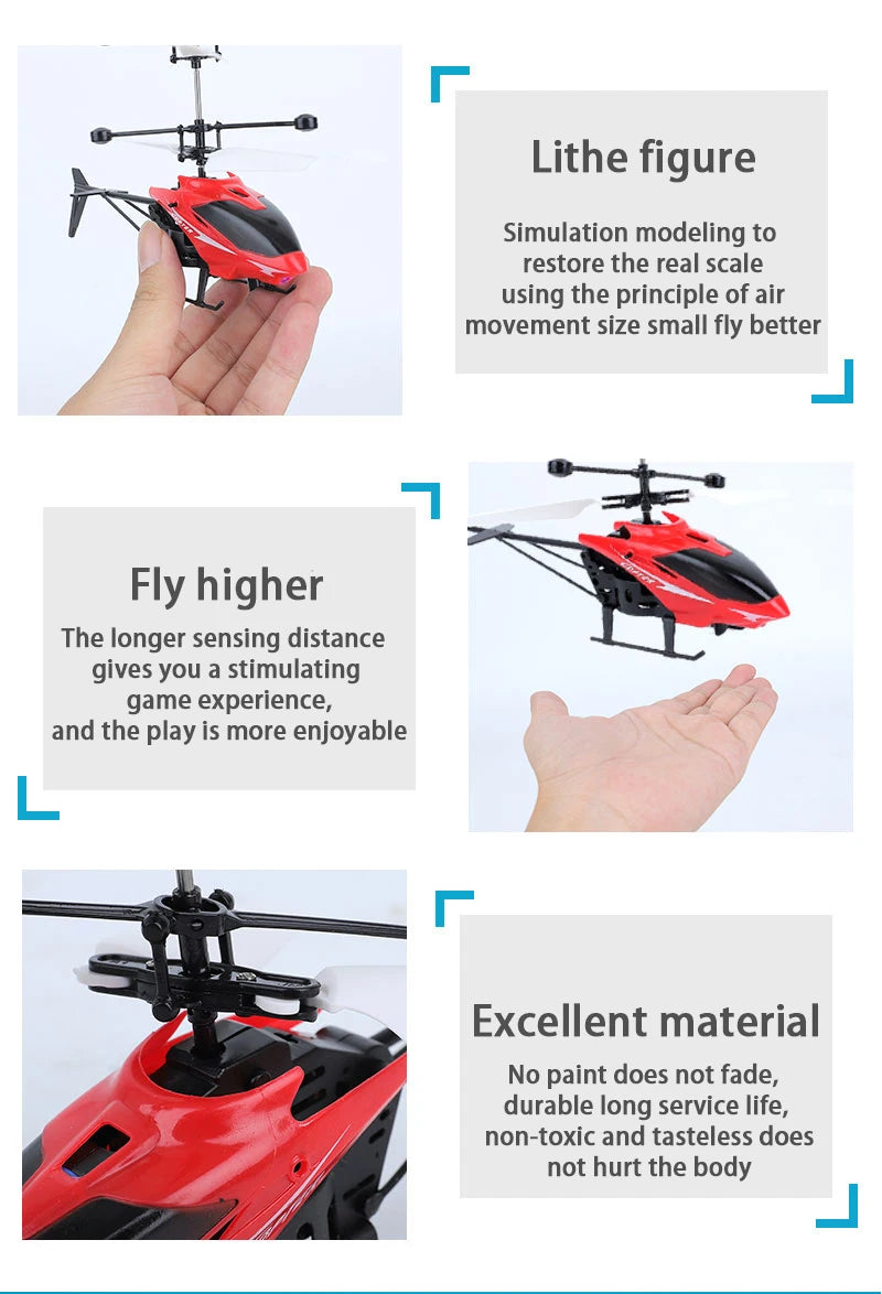 Rechargeable Mini RC Drone - Safe Fall-Resistant Helicopter Toy for Kids No Remote Control Battery - ZOOMNSTORE