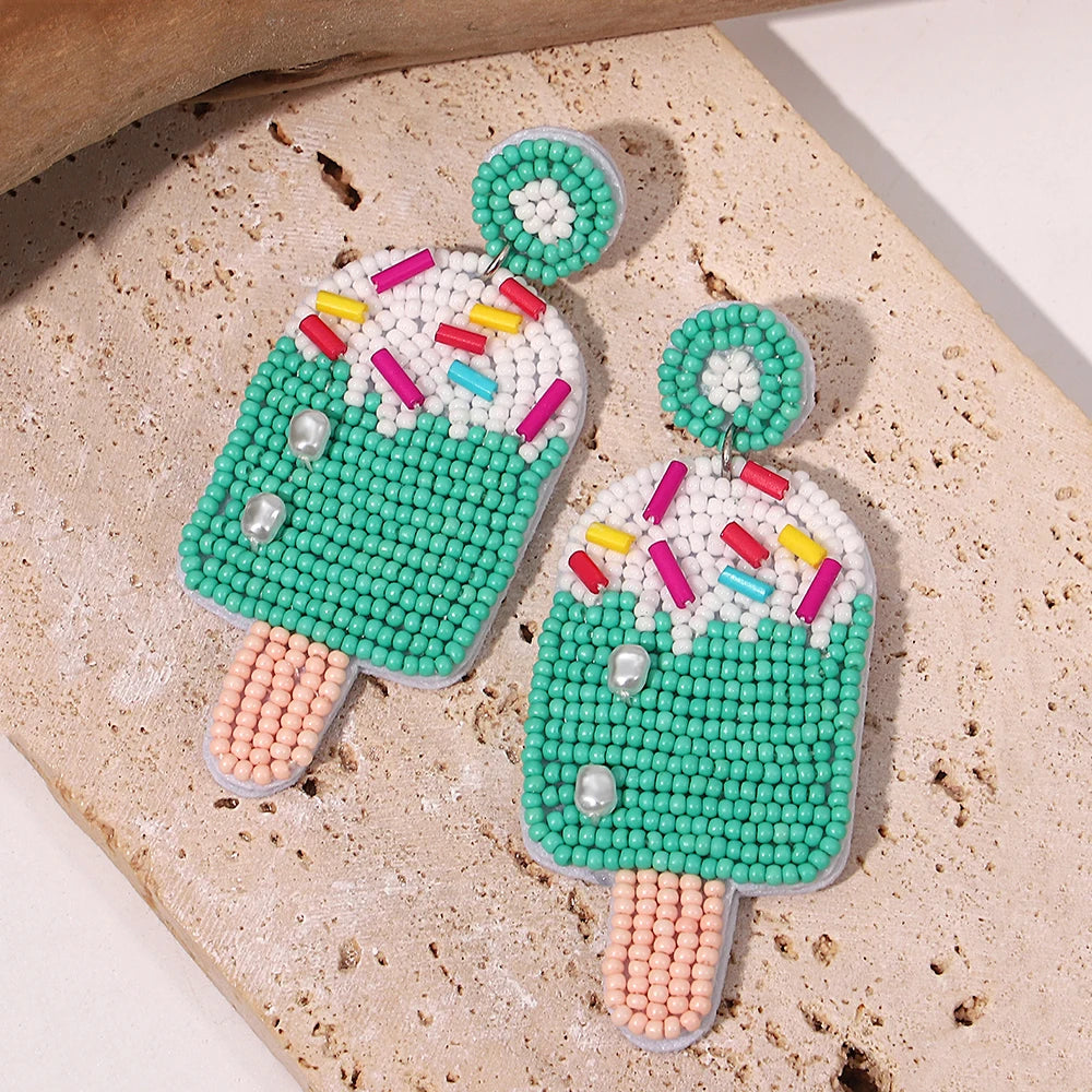 Bohemian Ocean Animal Earrings - Starfish Lobster Conch Seed Bead Drop Earrings for Women