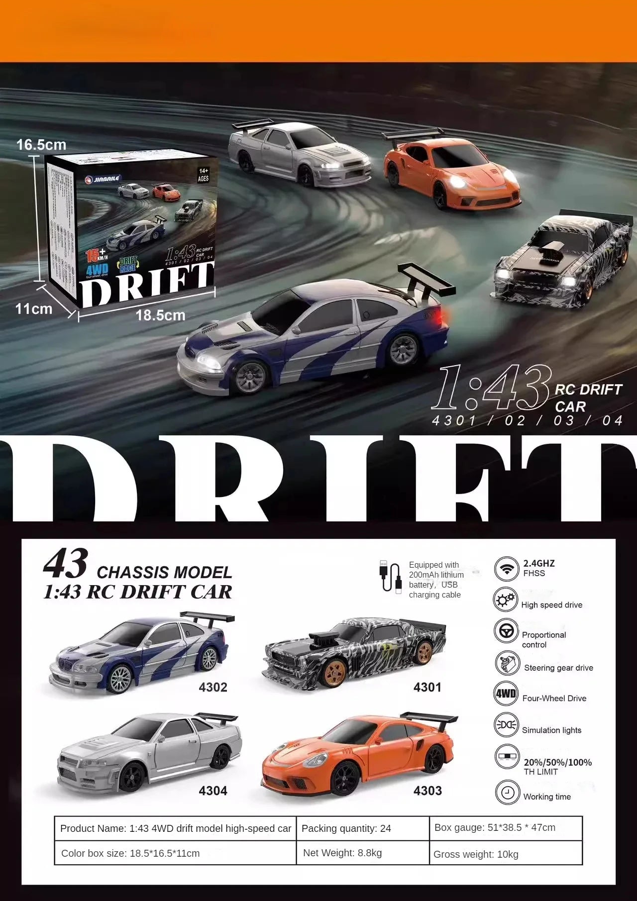 4WD RC Drift Car - 143 Remote Control Mini Racing Toy - ZOOMNSTORE